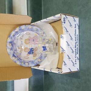 Vintage Princess House Crystal Cookies/Cocoa for Santa plate and mug set NIB